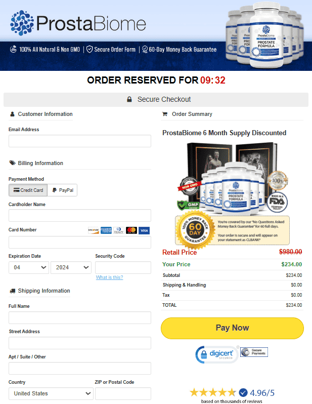 ProstaBiome Official Website Secure Order Page